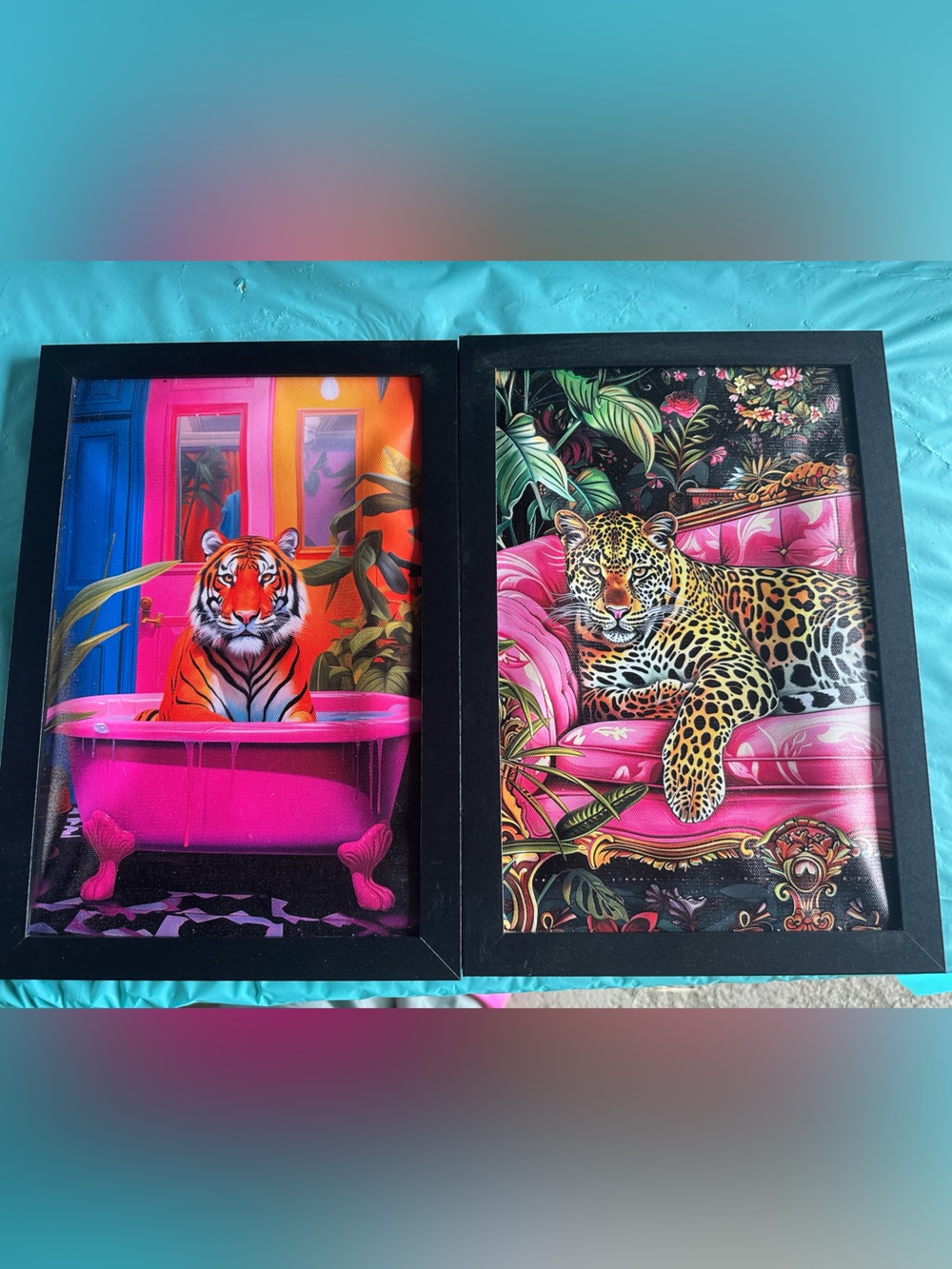 Vibrant Leopard & Tiger Pop Art Prints - Set of 2
